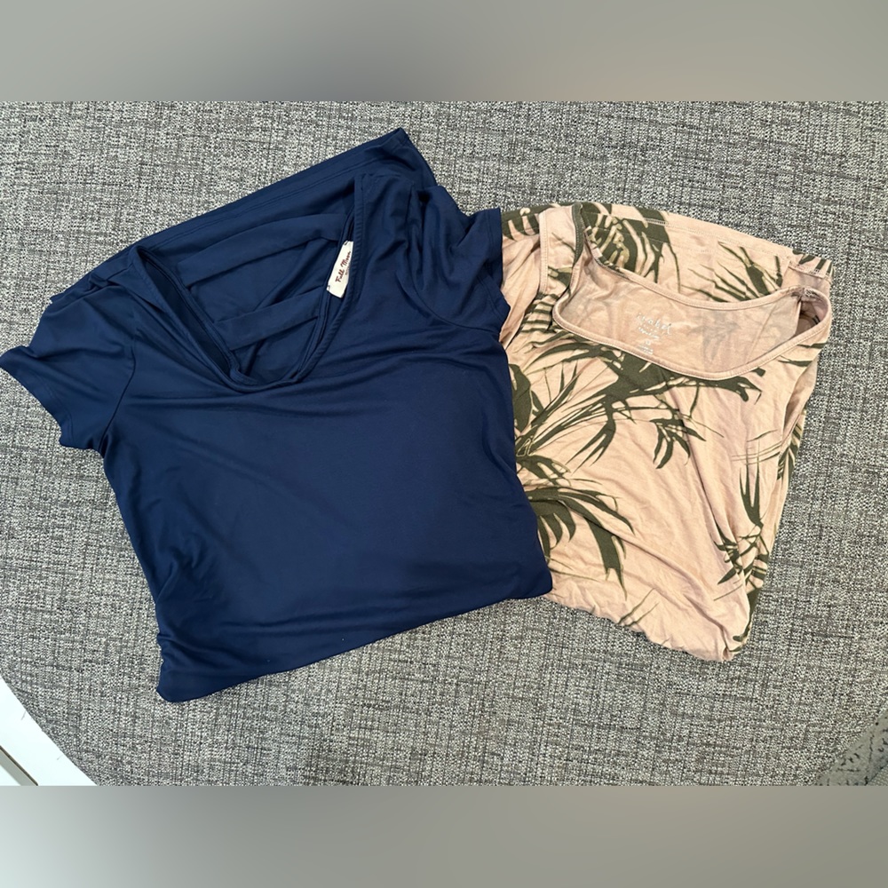 Isabel maternity pink palm maxi & Full moon maternity short blue fitted dress